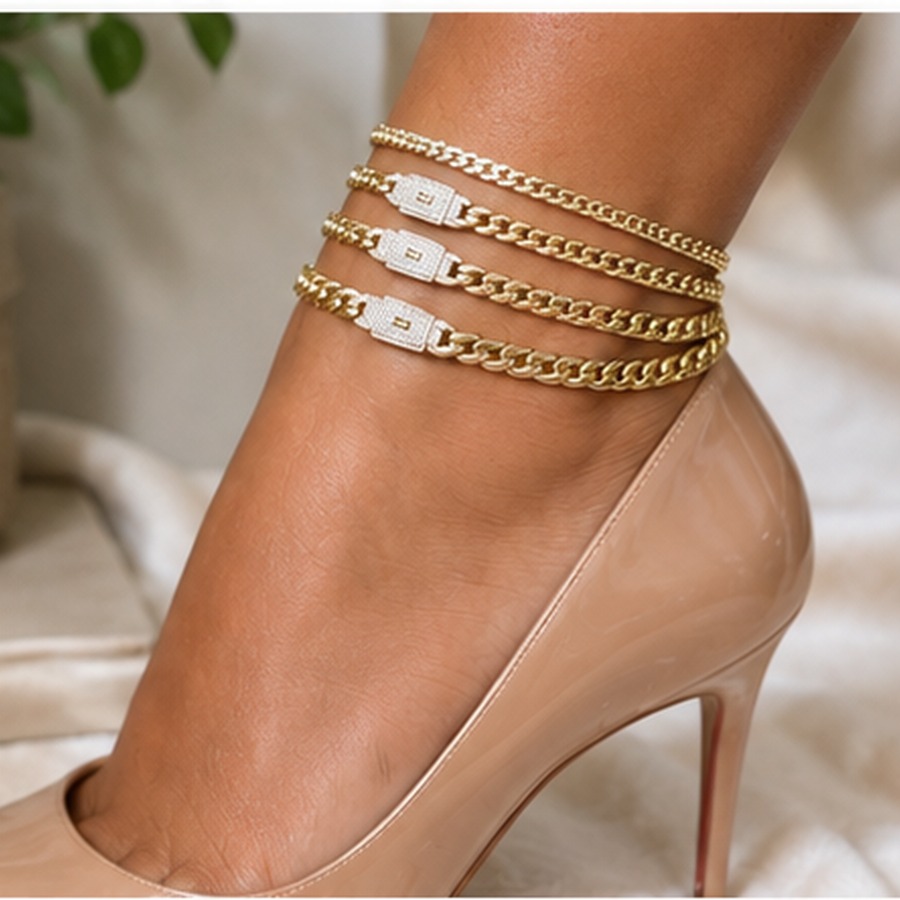 Layered Gold Anklet Set
