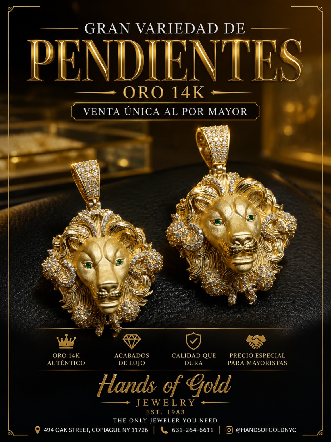 14K gold lion pendants