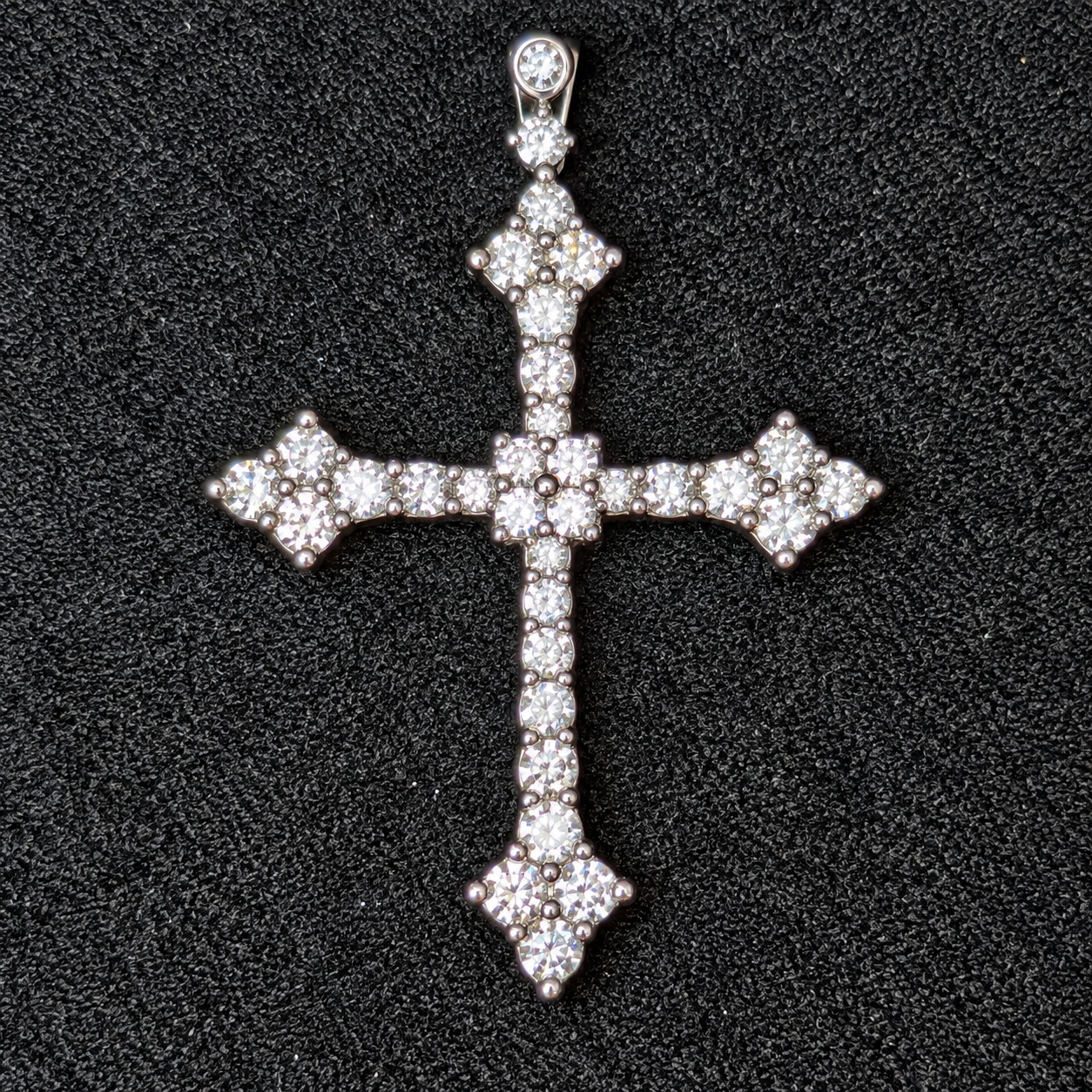 Front of 14K White Gold Diamond Cross Pendant