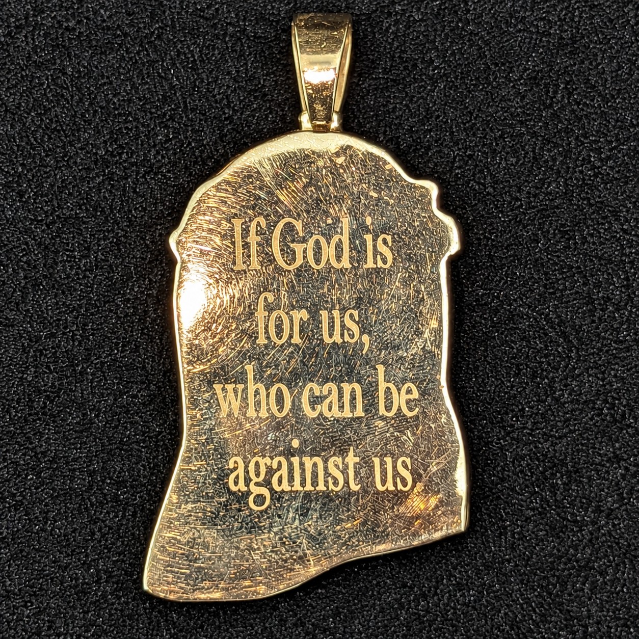 Back of 14K Yellow Gold Religious Tablet Pendant