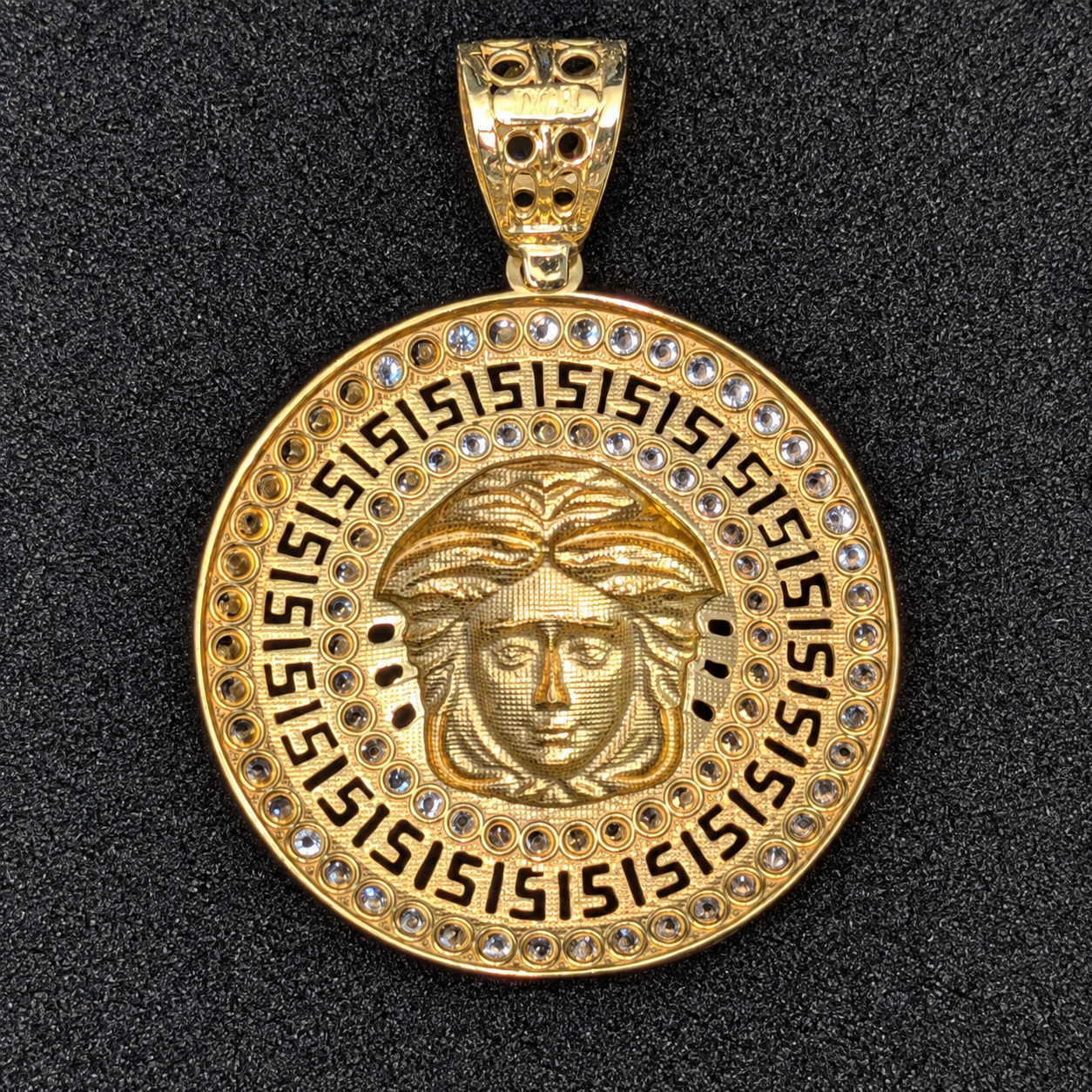 Back of 10K Yellow Gold Medusa Medallion Pendant