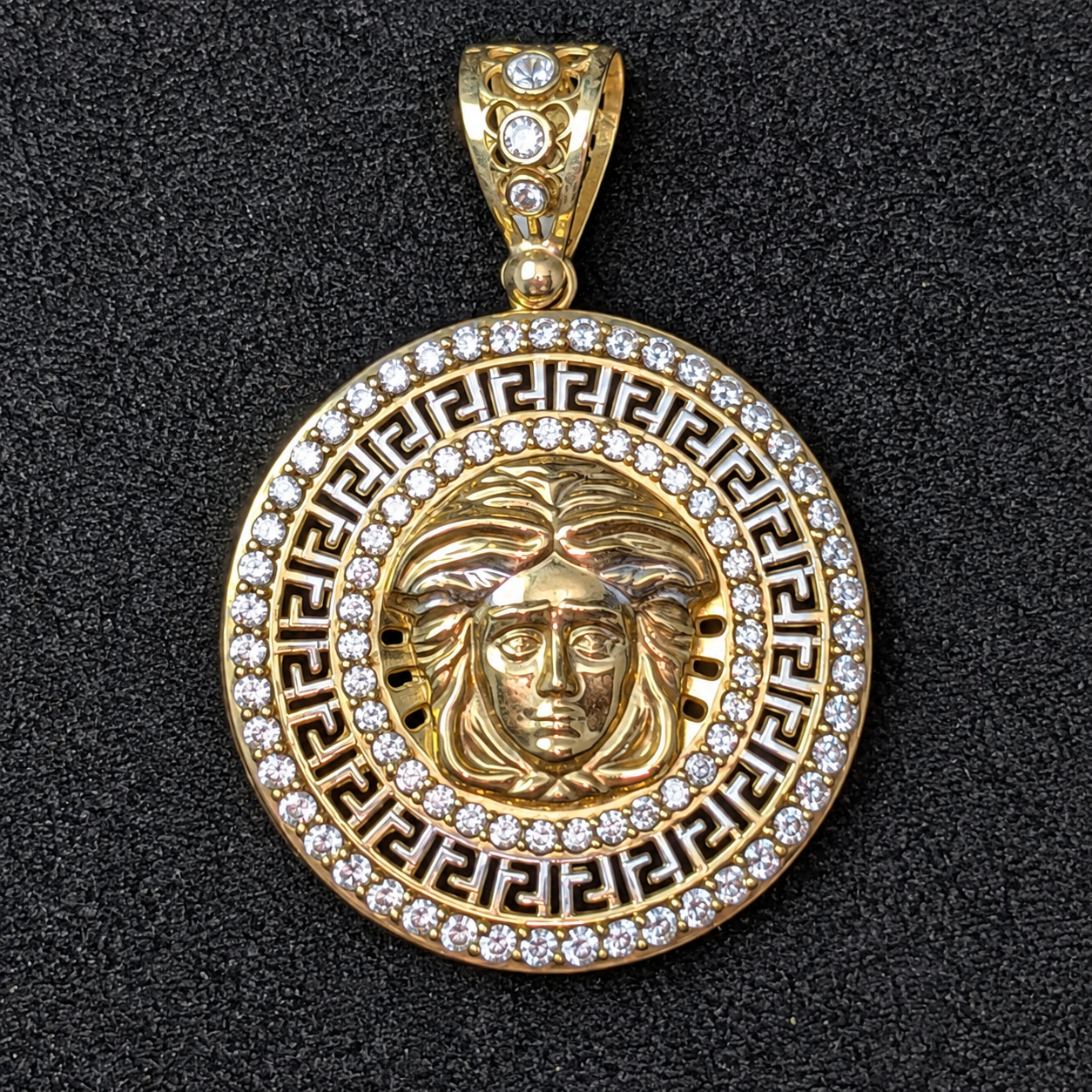 Front of 10K Yellow Gold Medusa Medallion Pendant