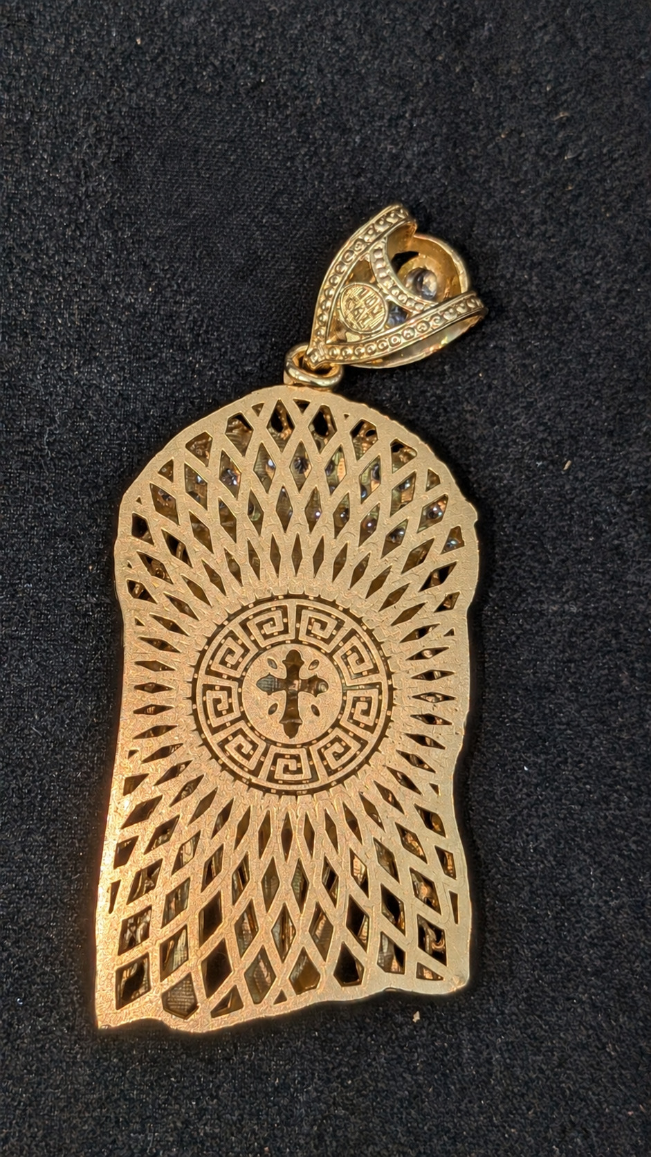 Openwork pendant back with cross motif